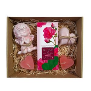 Rózsaünnep ajándékcsomag 25ml-es bolgár rózsás parfümmel és kézműves díszekkel – Én Box Shop elegáns női box