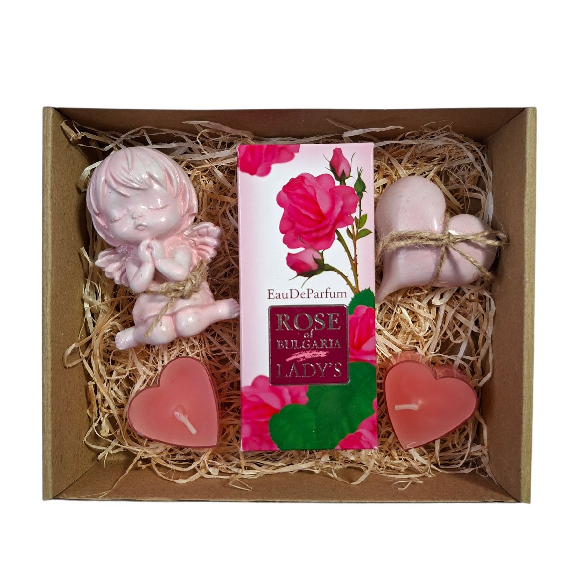 Rózsaünnep ajándékcsomag 25ml-es bolgár rózsás parfümmel és kézműves díszekkel – Én Box Shop elegáns női box