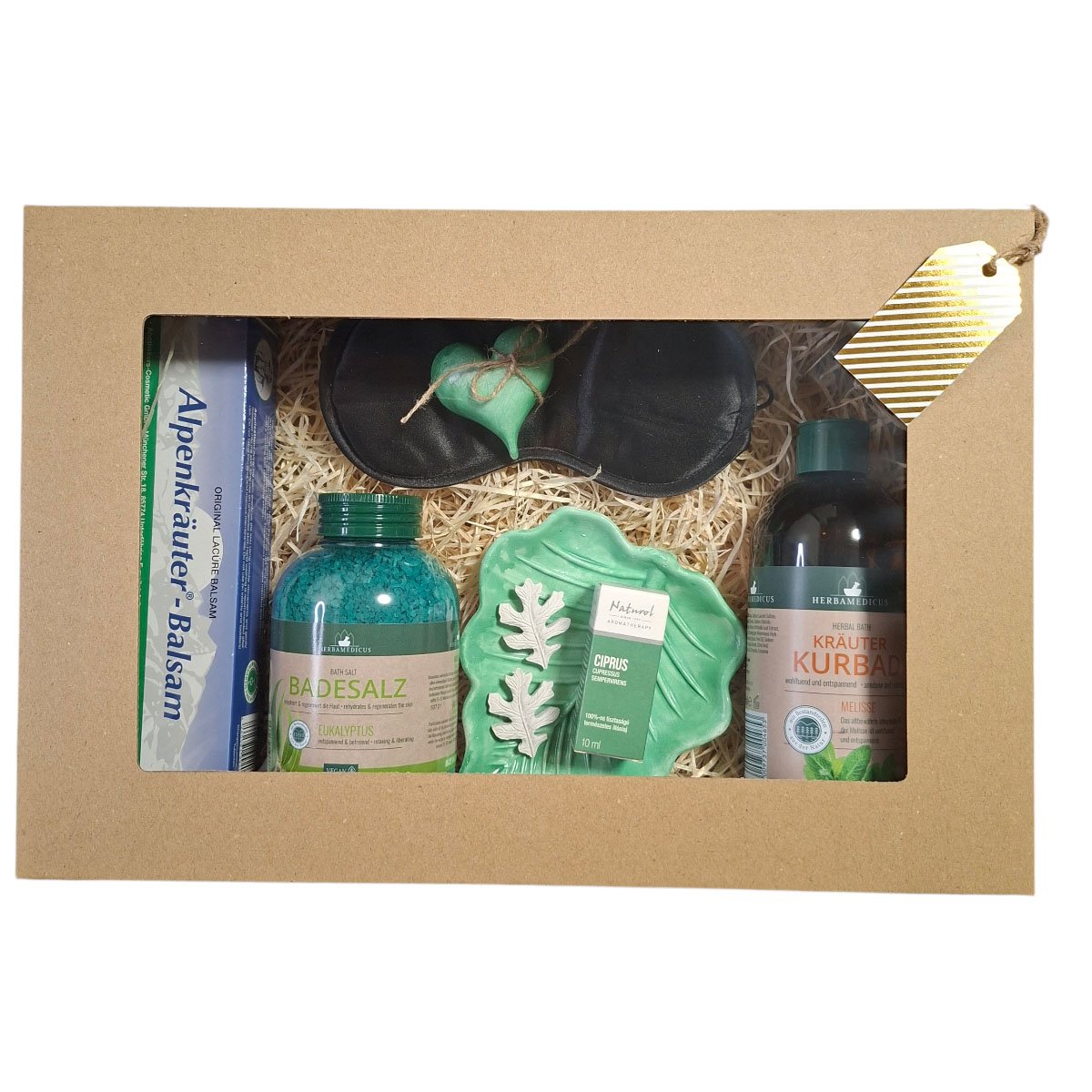 Prémium férfi ajándékdoboz kraft csomagolásban – stresszoldó és regeneráló termékek