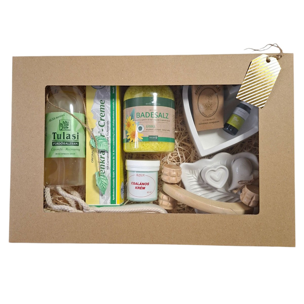 Prémium sport-wellness ajándékdoboz alpesi gyógynövényes krémekkel és természetes kiegészítőkkel