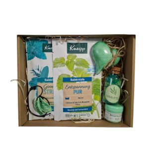 Zöld Nyugalom Stresszoldó Ajándékbox – Kneipp Goodbye Stress fürdőkristályok, eukaliptusz
